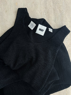 DKNY knitted long black dress