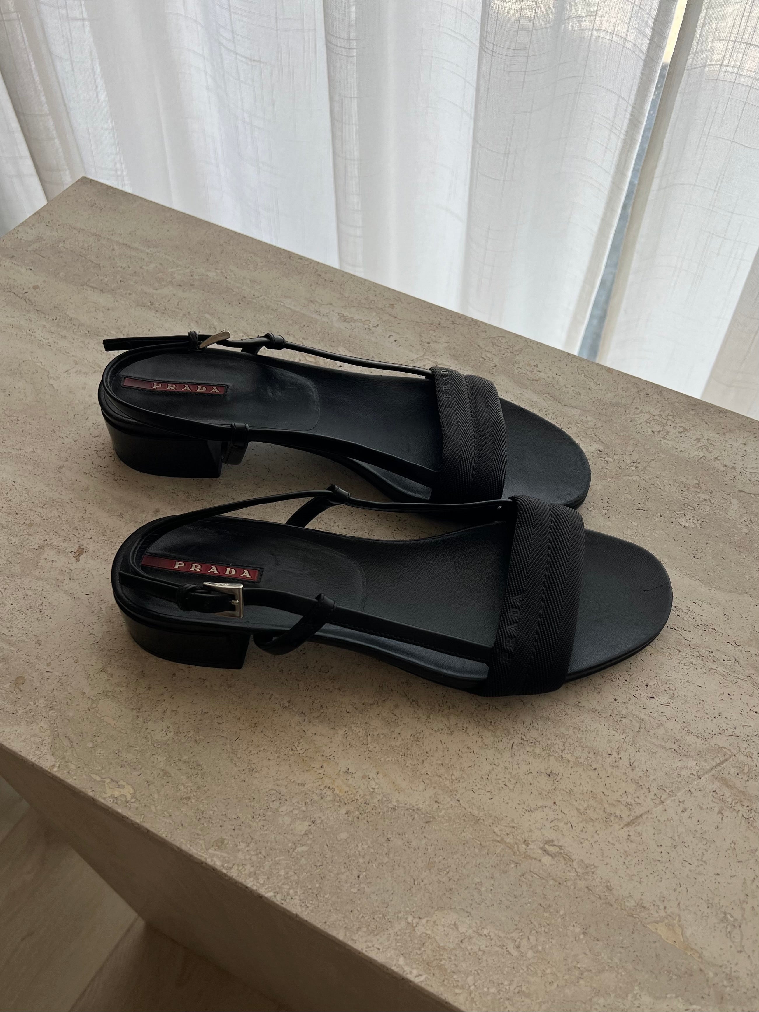 Prada leather black sandals
