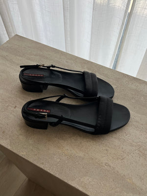 Prada leather black sandals
