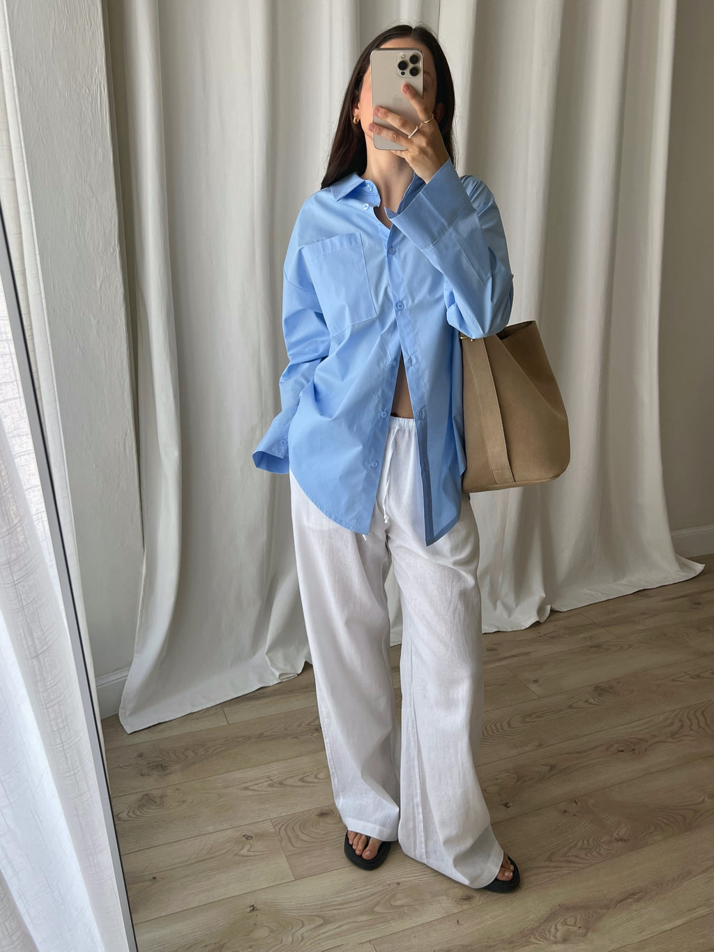 100% Cotton oversize shirt - Light blu