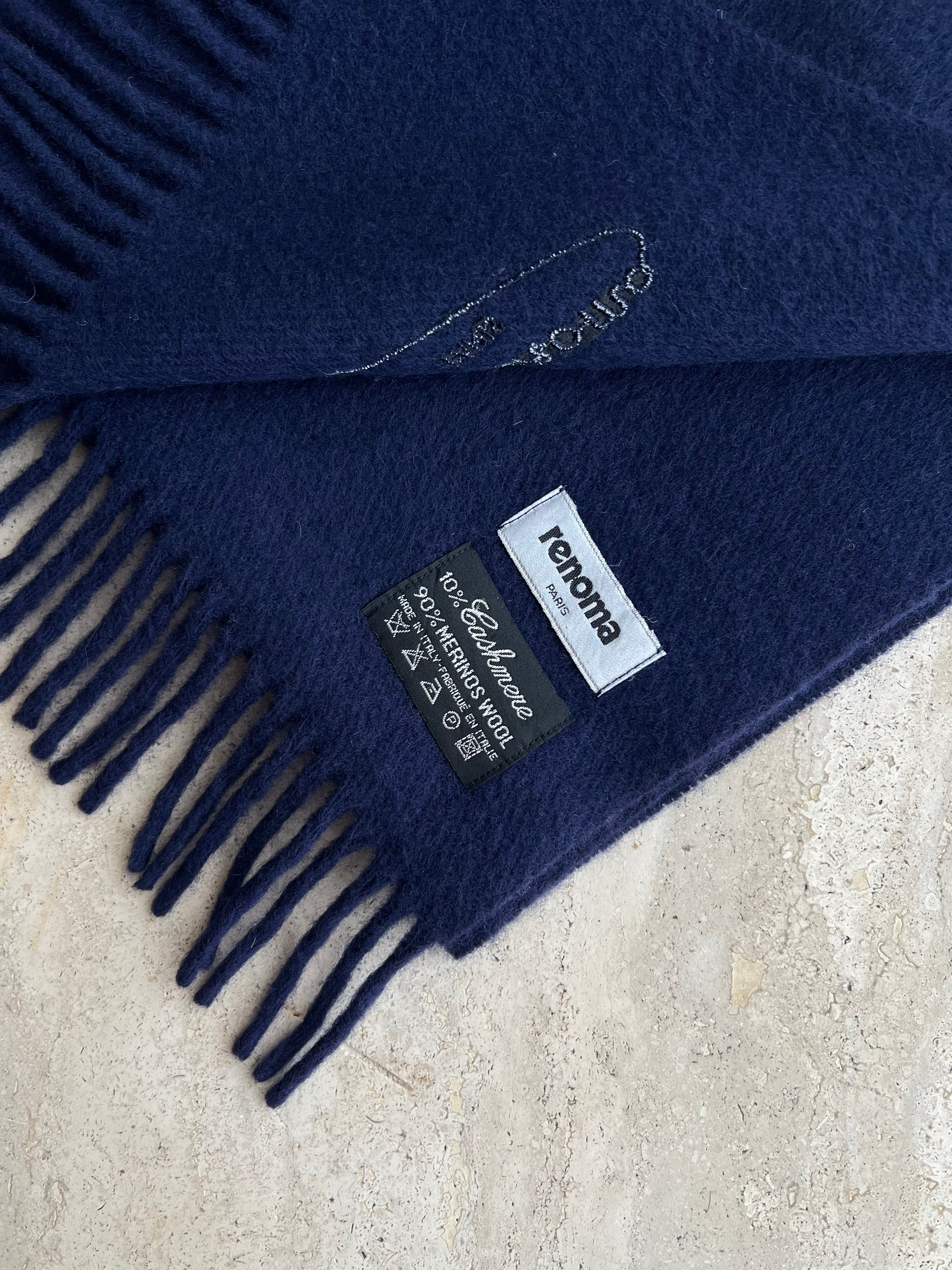 90% Wool, 10% Cashmere blu scarf