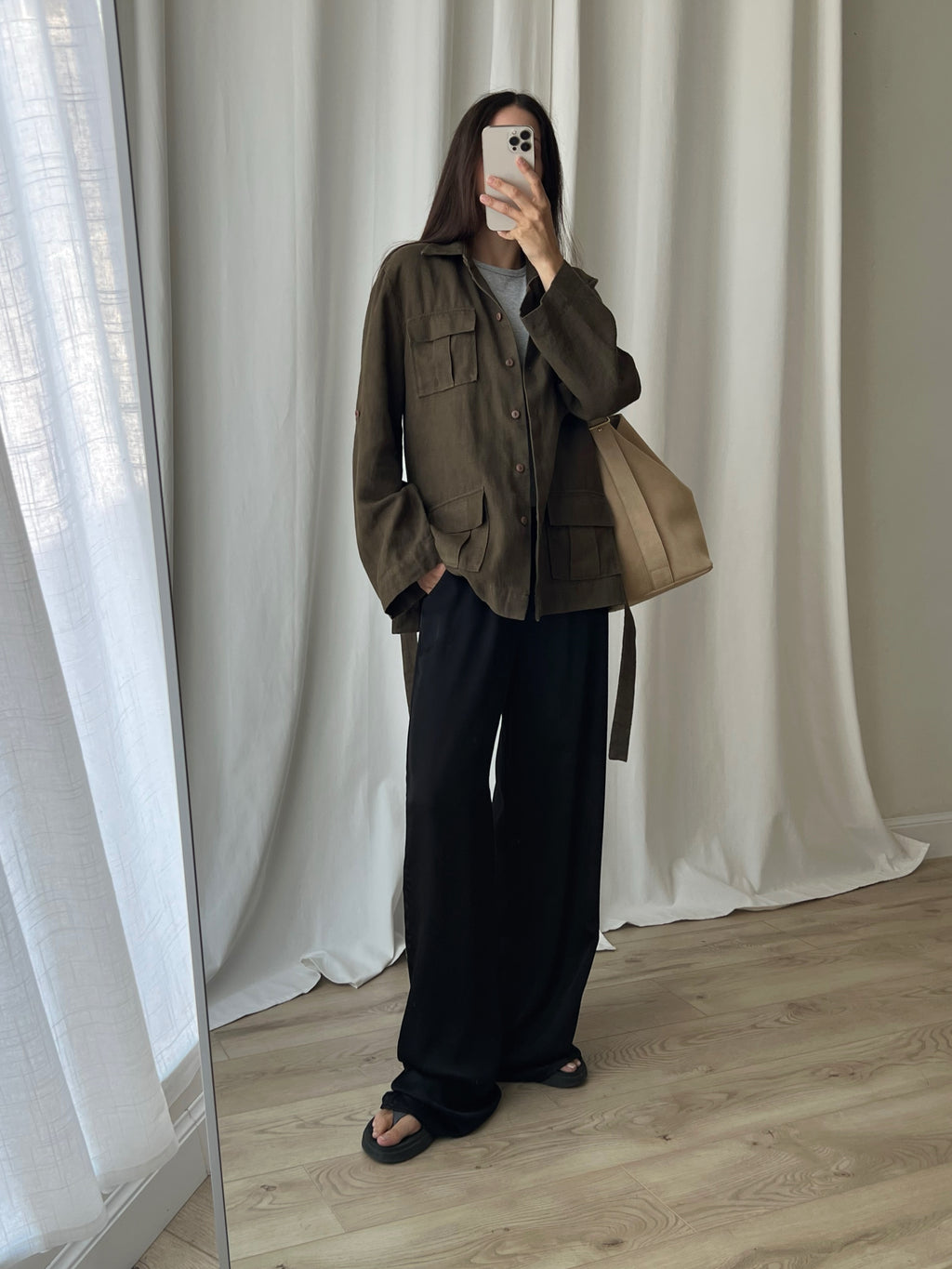Pure linen sahariana jacket
