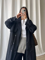 Super long black trench coat