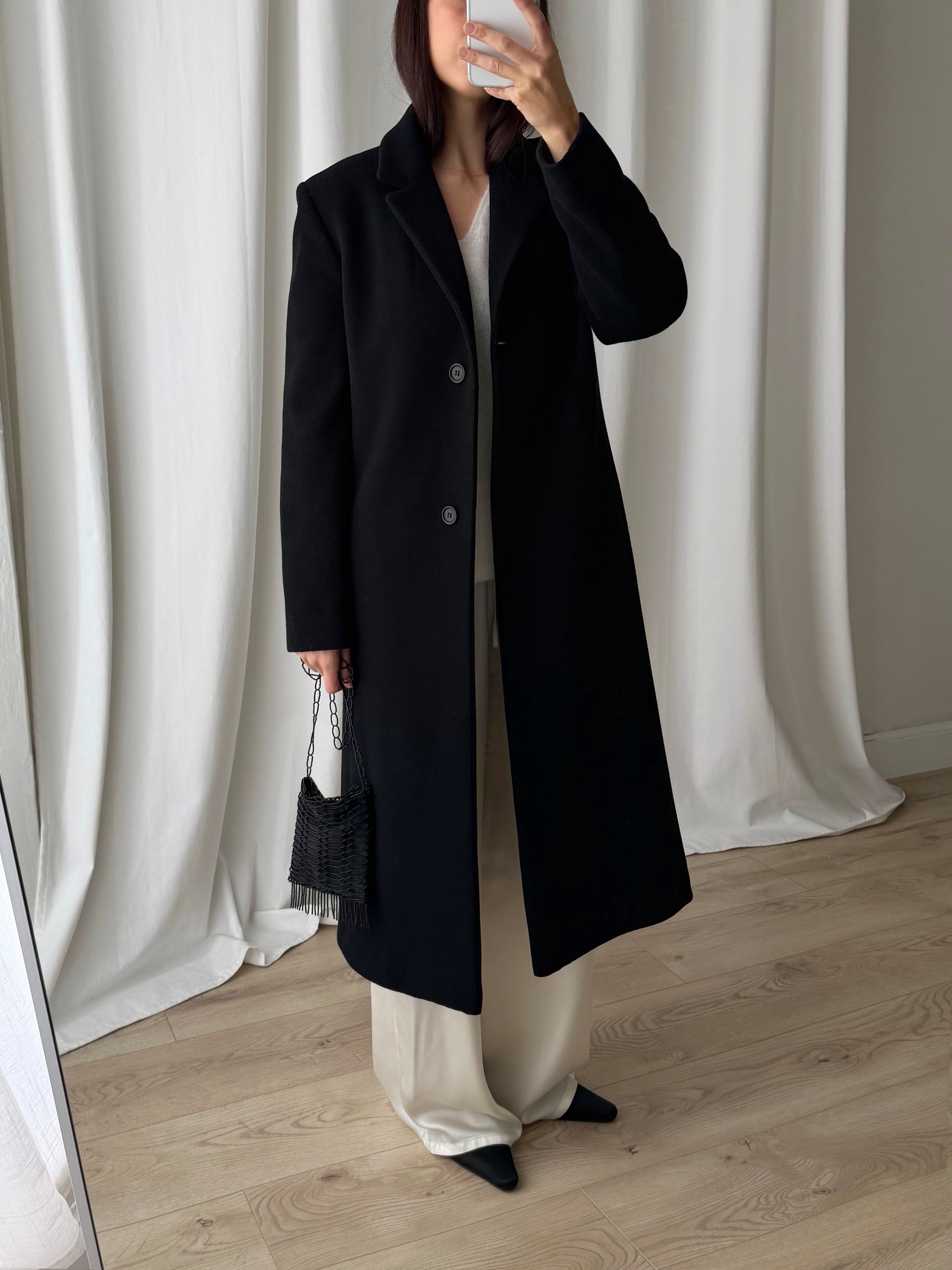 Blunauta wool blend black coat