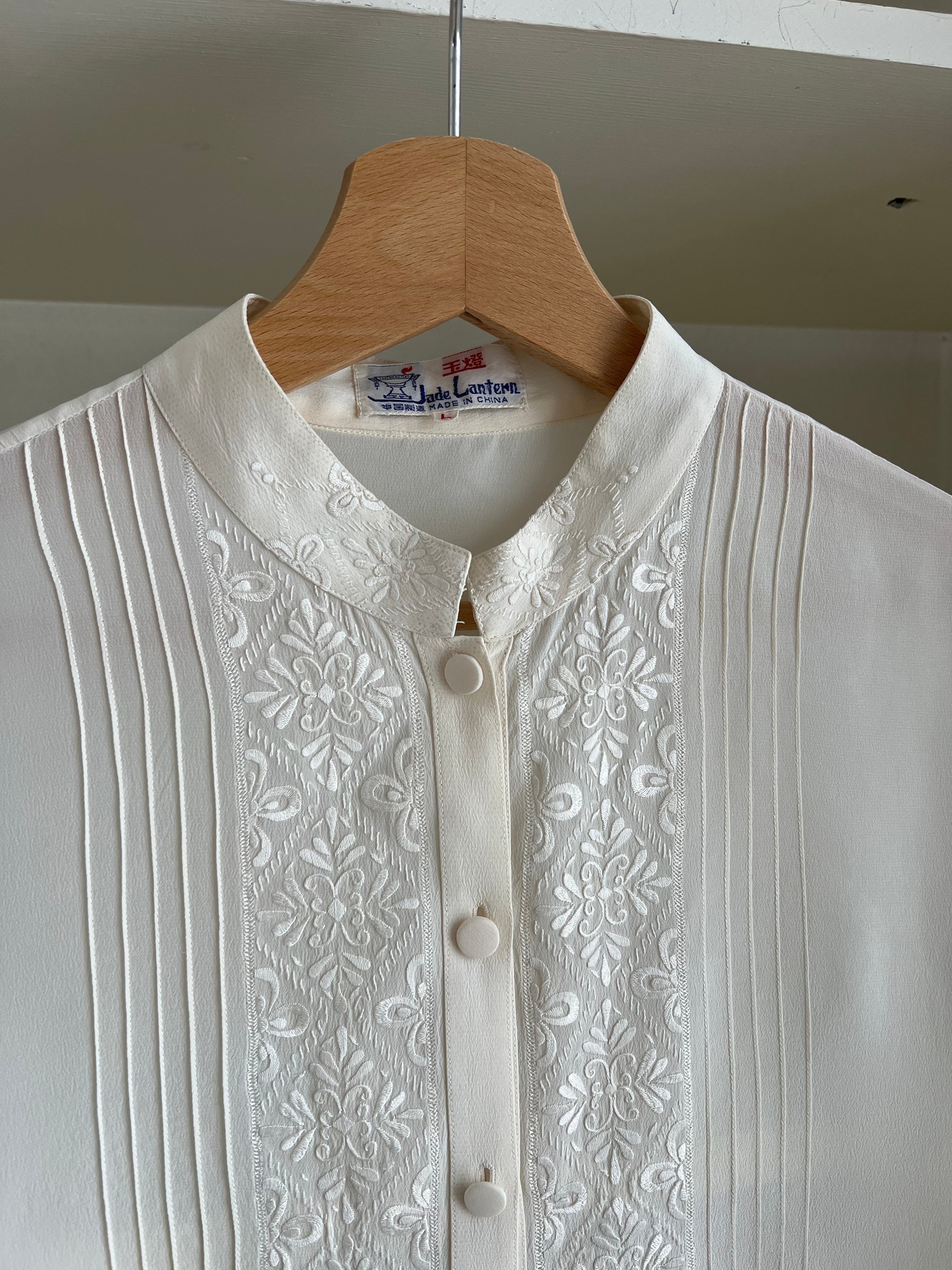 Pure silk embroidered shirt