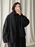 Luisa Spagnoli pure wool grey scarf coat