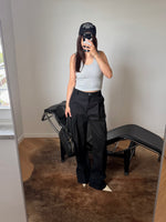 Tailored 100% linen pants - Black