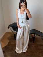 Silk & viscose liquid pants - Milk