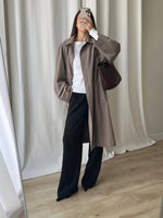 Wool blend mud green trench coat