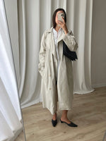 Pure cotton ice white long trench