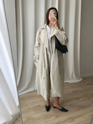 Pure cotton ice white long trench