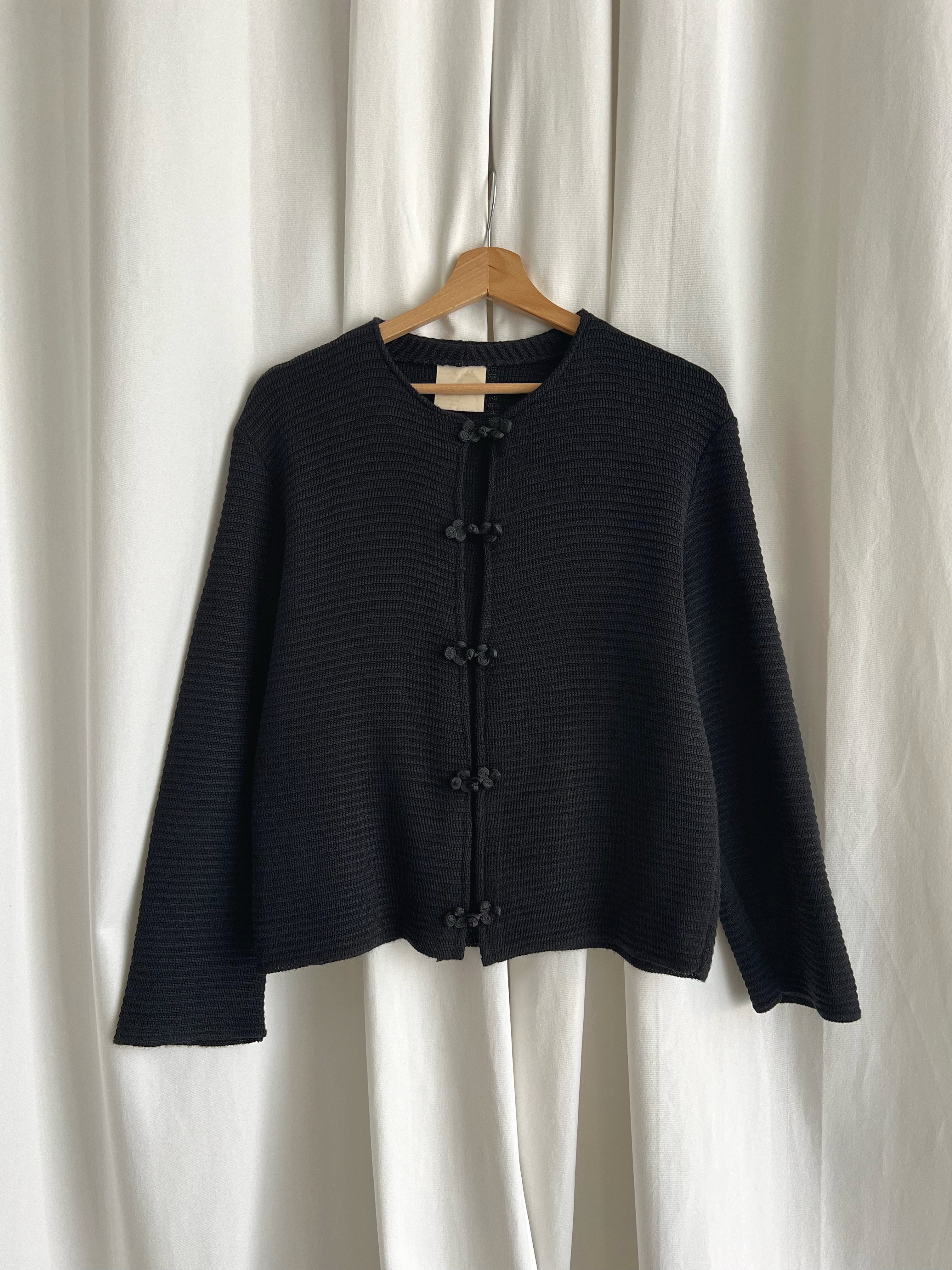 Wool blend oriental black cardigan
