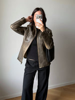 Real leather distressed biker jacket