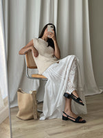 Pure cotton lace details long skirt