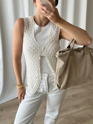 Cotton blend pearls vest