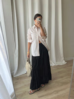 100% cotton black long skirt