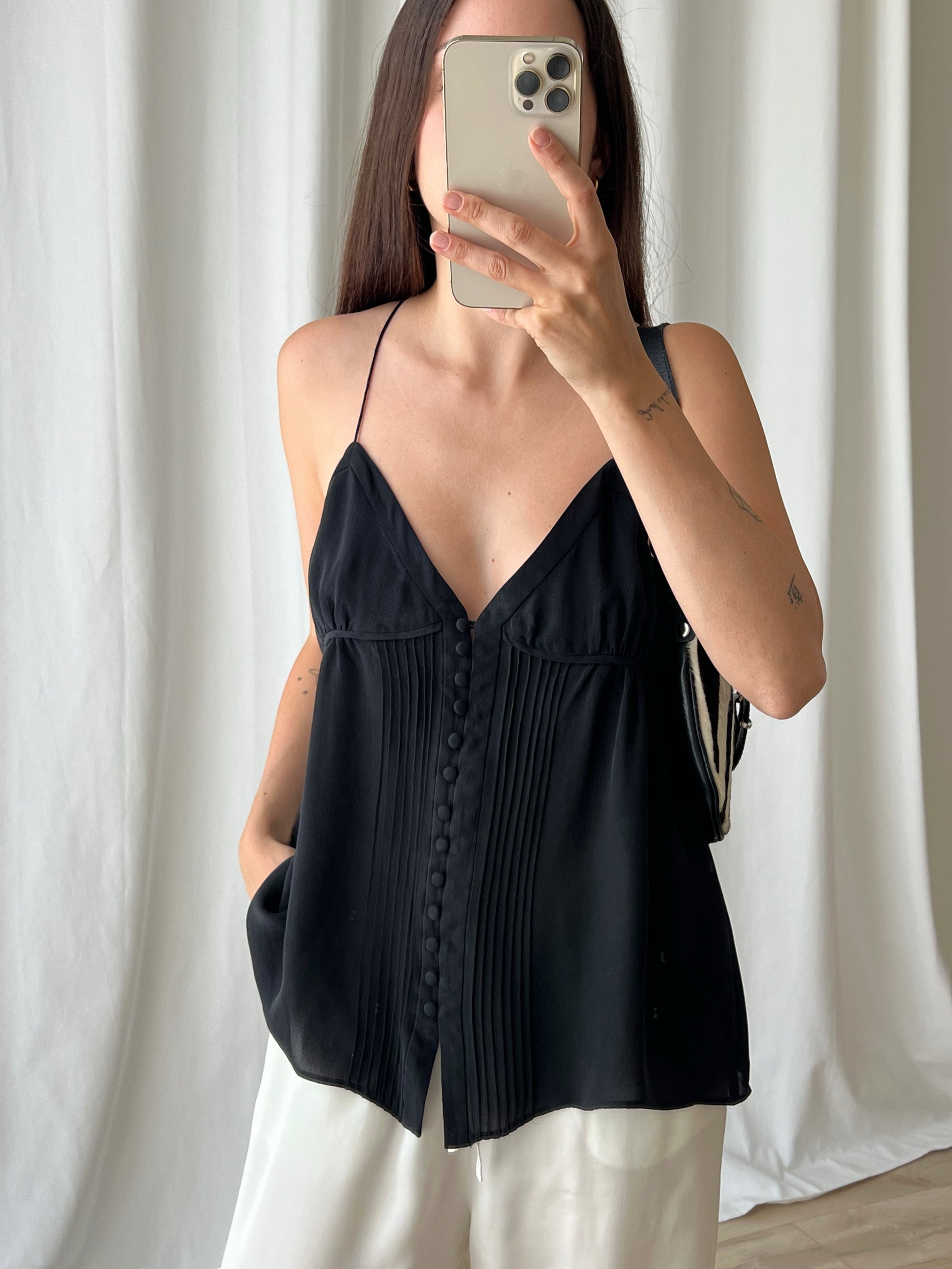 Blunauta pure silk black top