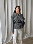 Wool blend crop grey jacket