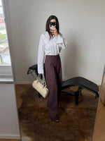 Tailored 100% linen pants - Cacao