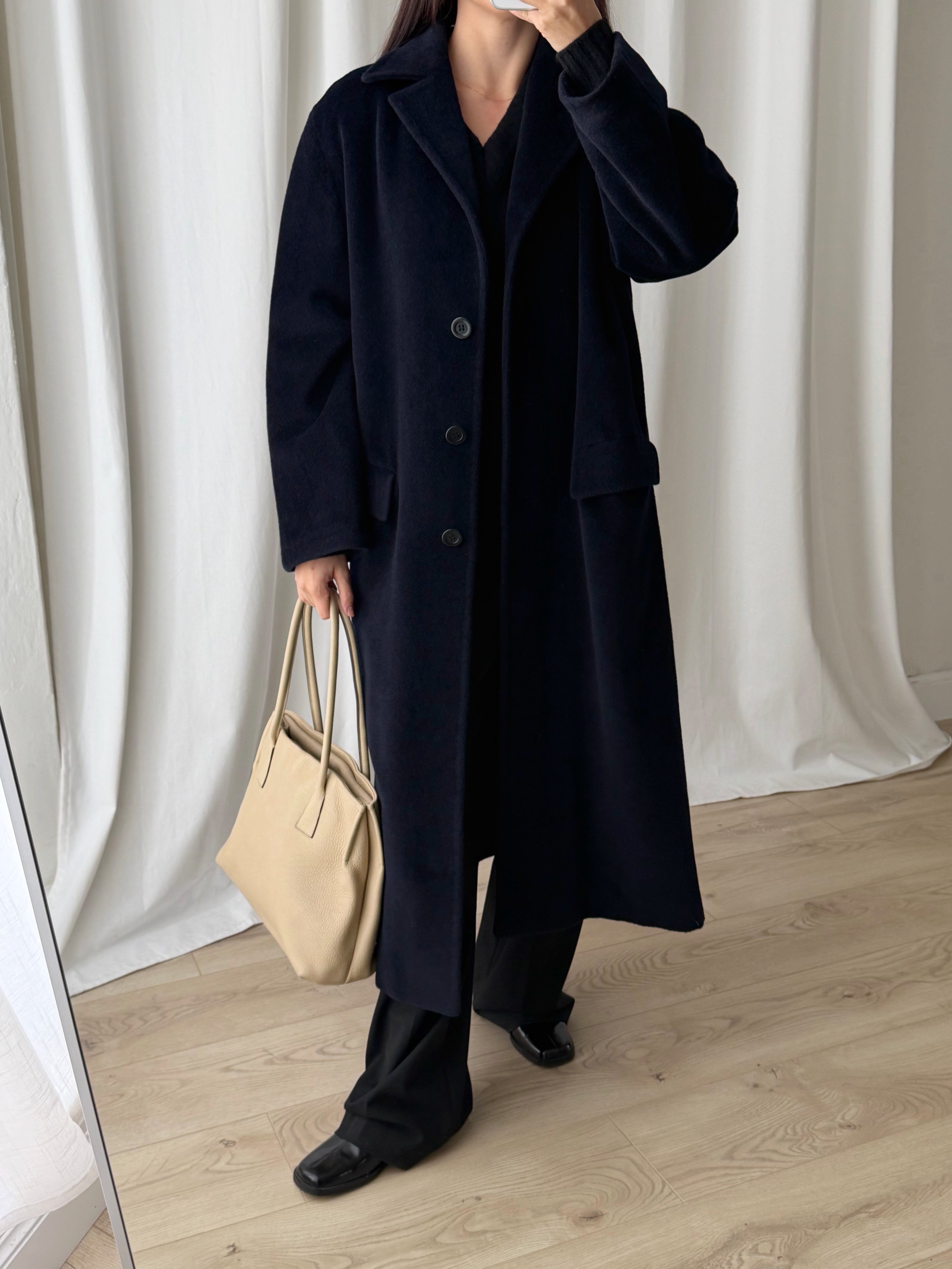 Piacenza pure wool blu long coat