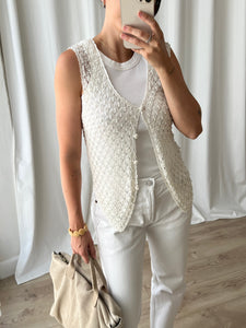 Cotton blend pearls vest