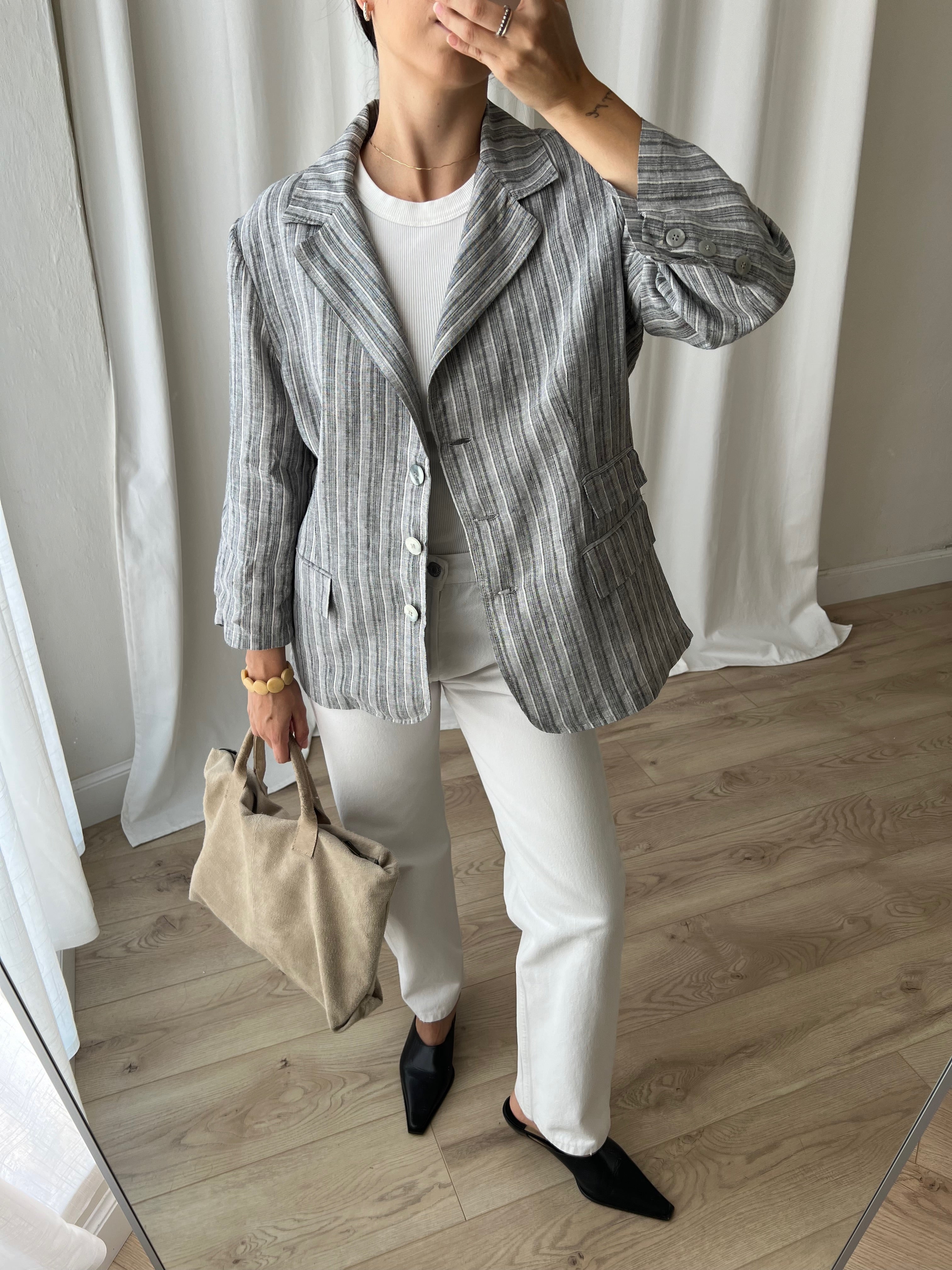 Made in Italy 100% linen striped blazer