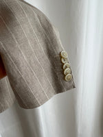 Pure linen genderless striped blazer