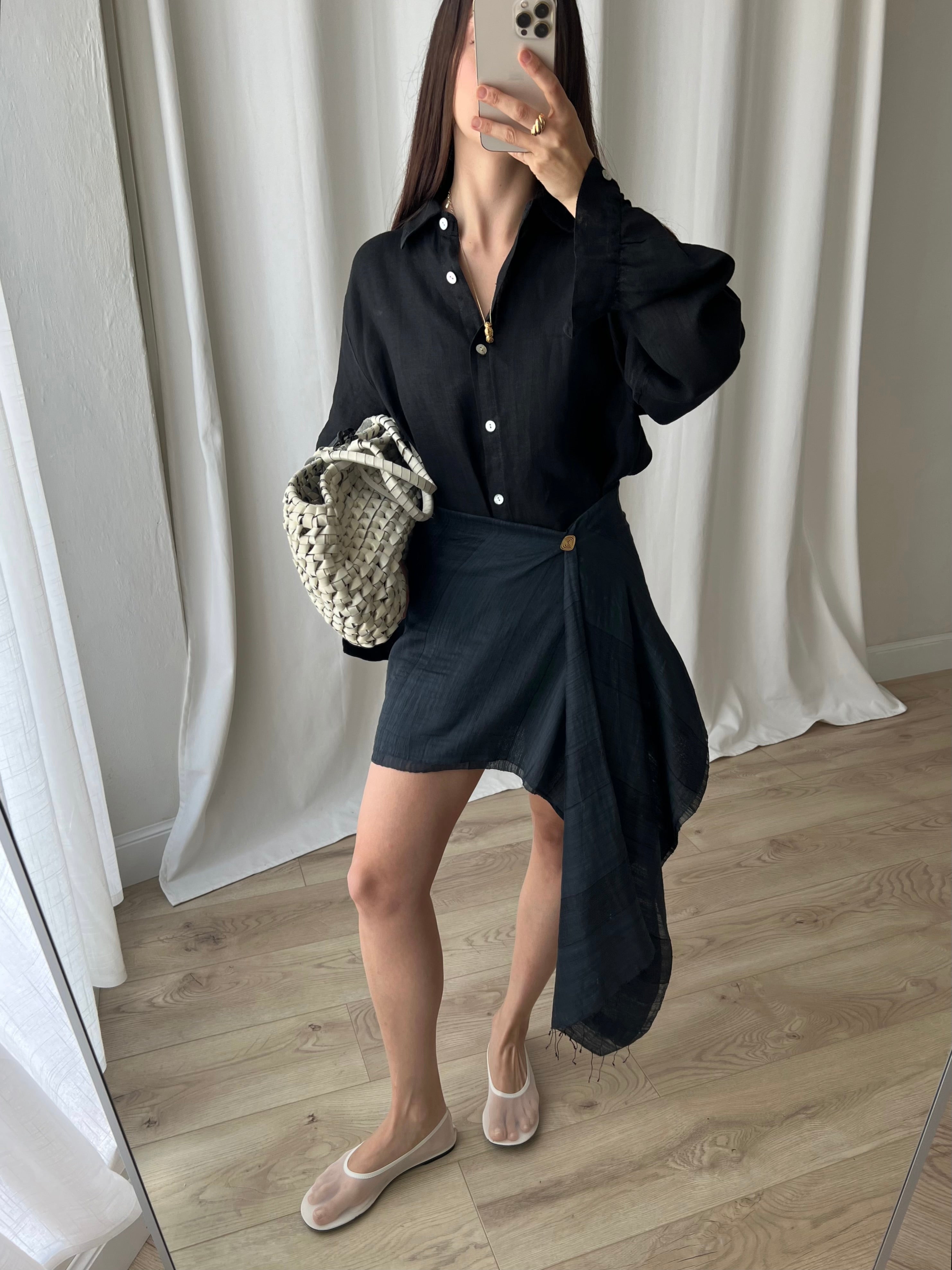 Cotton & silk pareo - Black