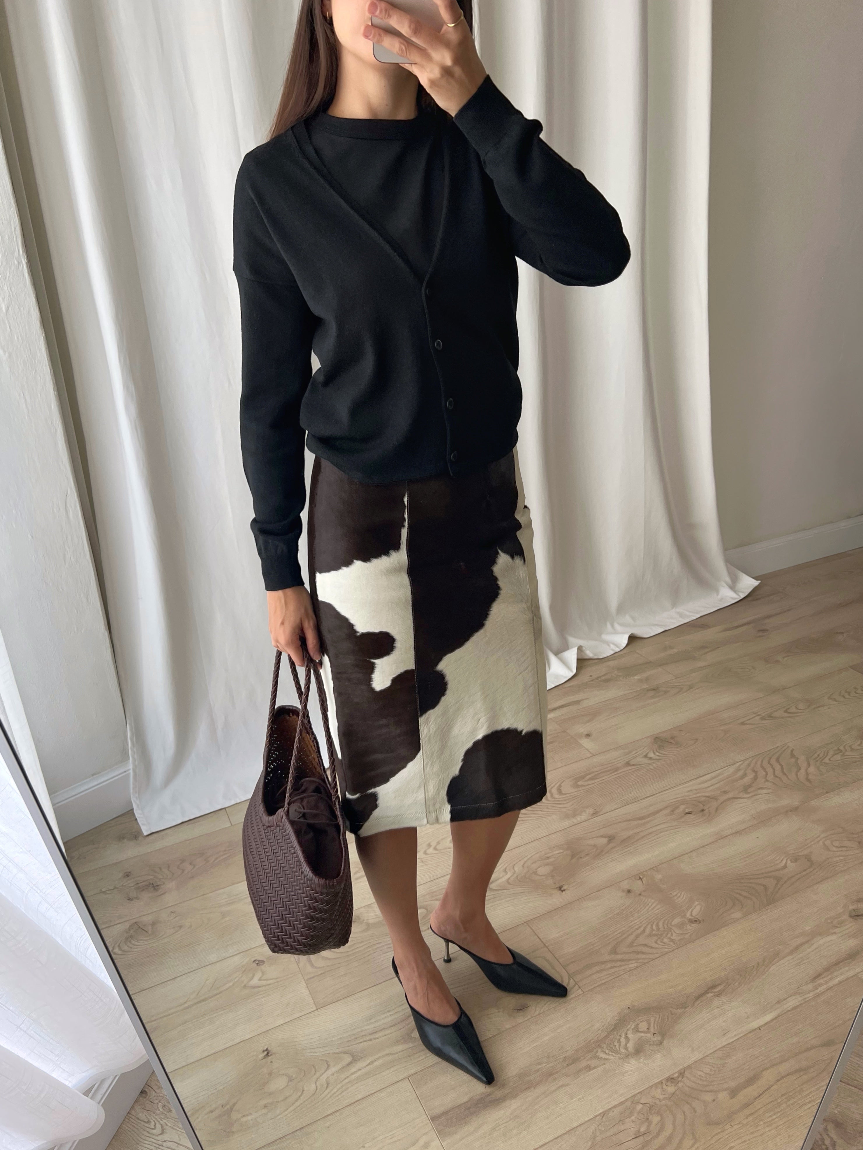 Patrizia Pepe real leather cow skirt