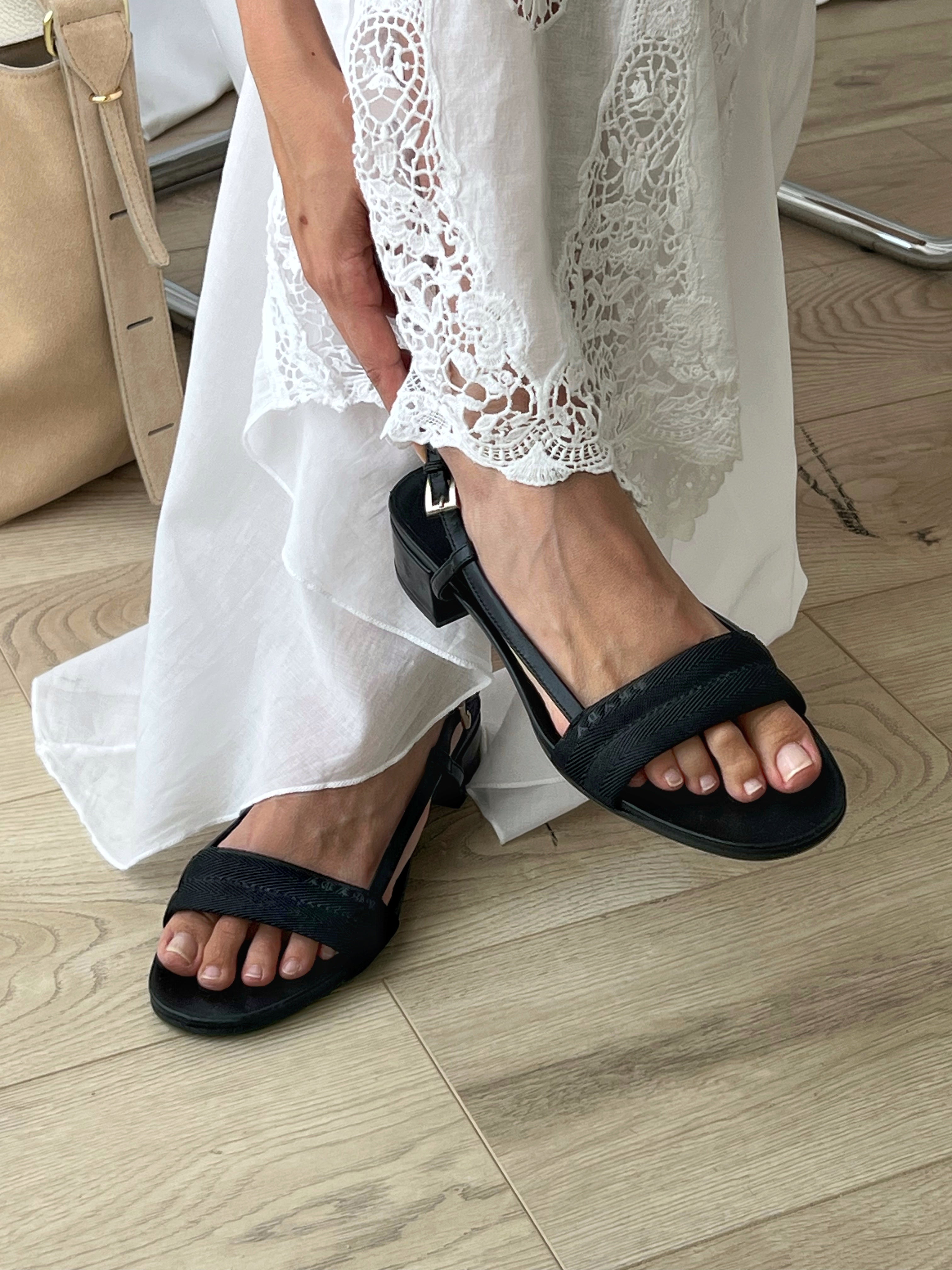Prada leather black sandals