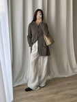 Lambswool hooded long cardigan