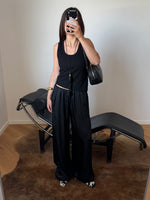 Silk & viscose liquid pants - Black
