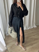 Cotton & silk pareo - Black