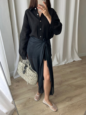 Cotton & silk pareo - Black