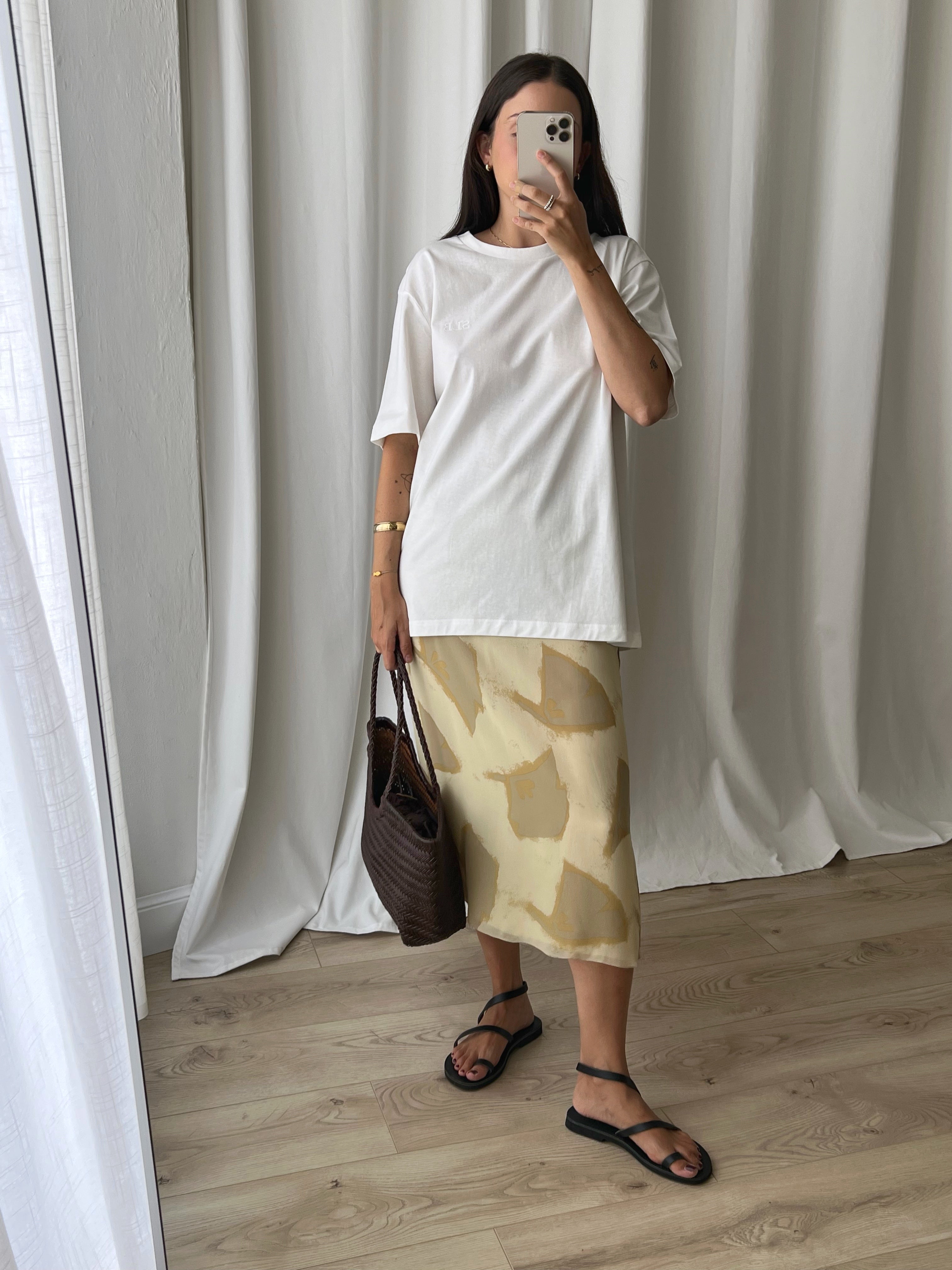 100% silk midi skirt