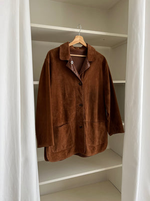 Real suede leather light brown jacket