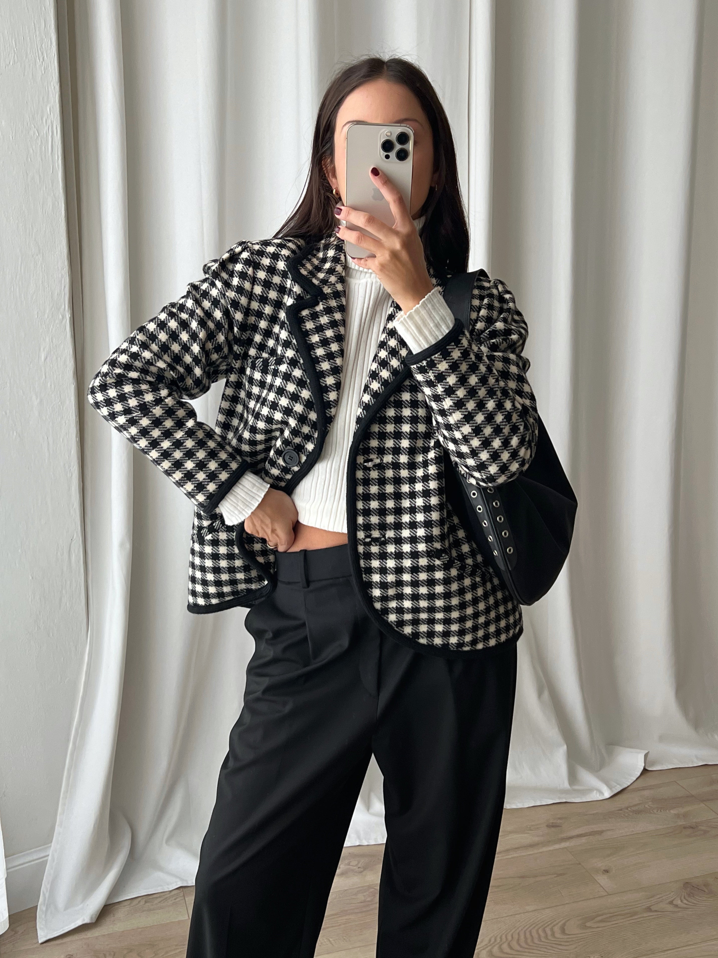 Tailored 100% wool crop jacket