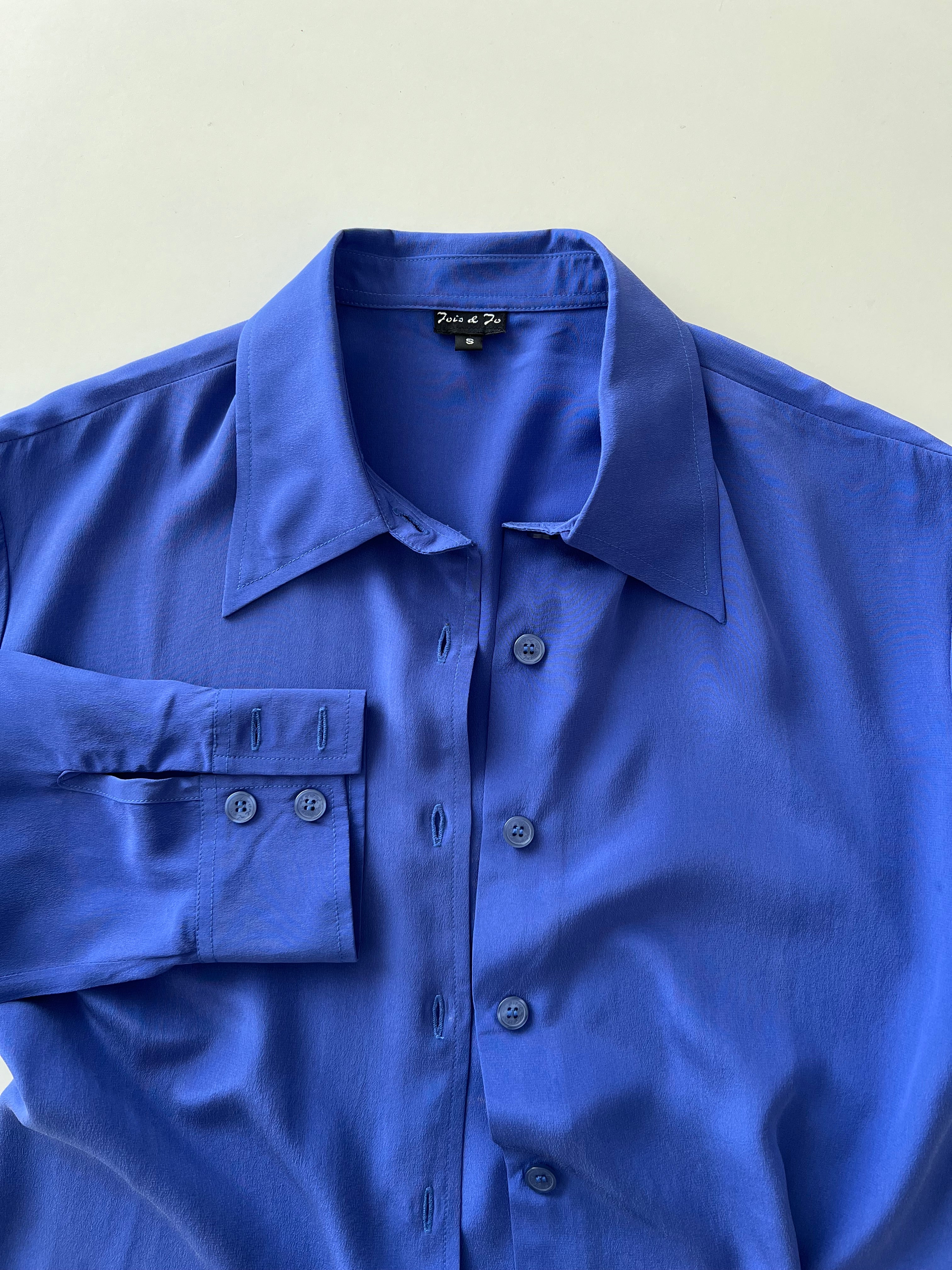 100% silk electric blu shirt