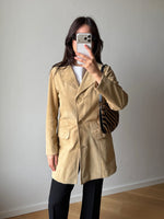 Real suede leather beige trench jacket
