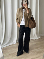 Real suede leather beige jacket