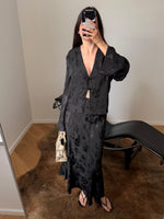 Oriental liquid midi skirt - Black