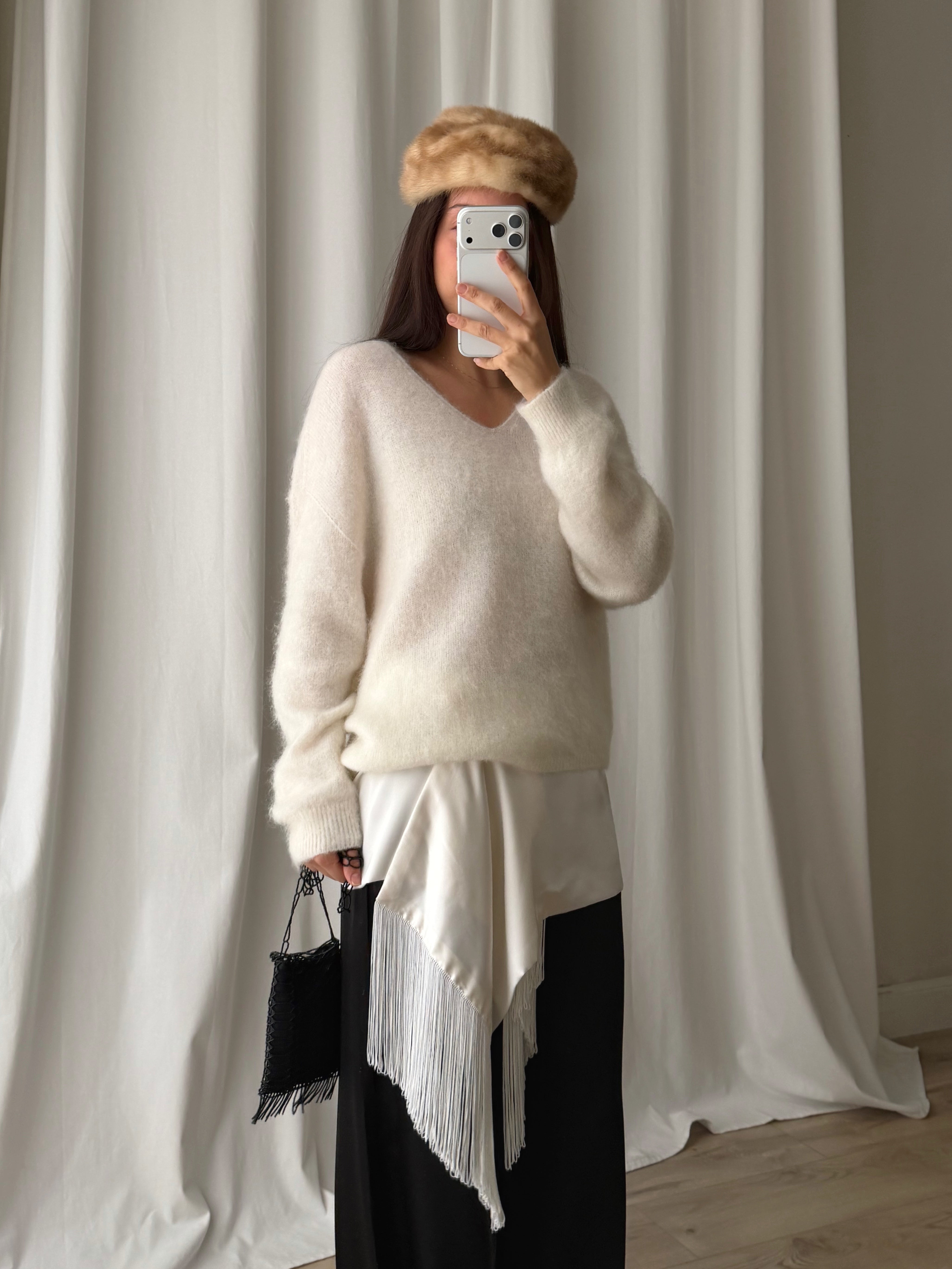 Kid mohair and wool soft pull - Latte
