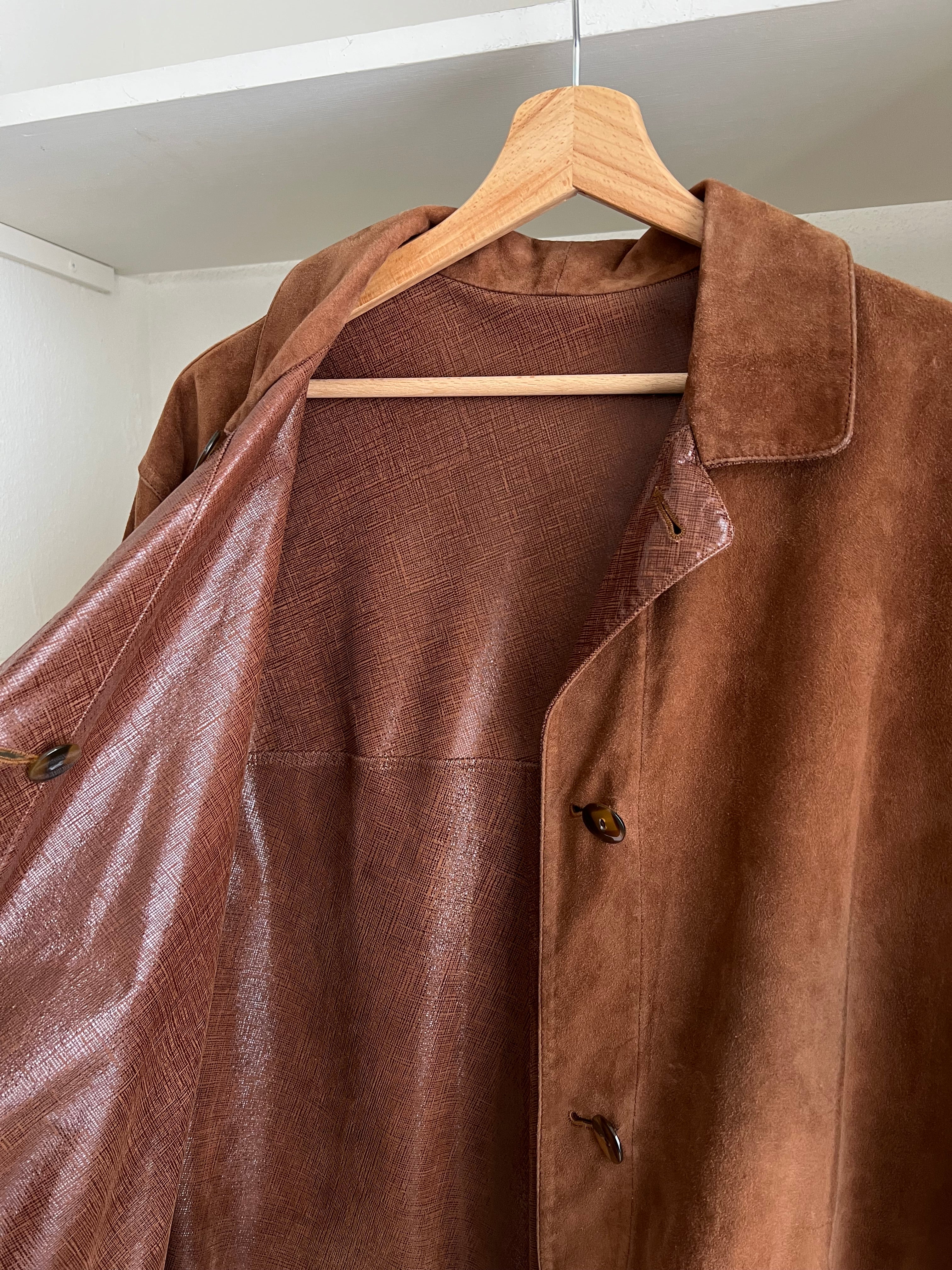 Real suede leather light brown jacket