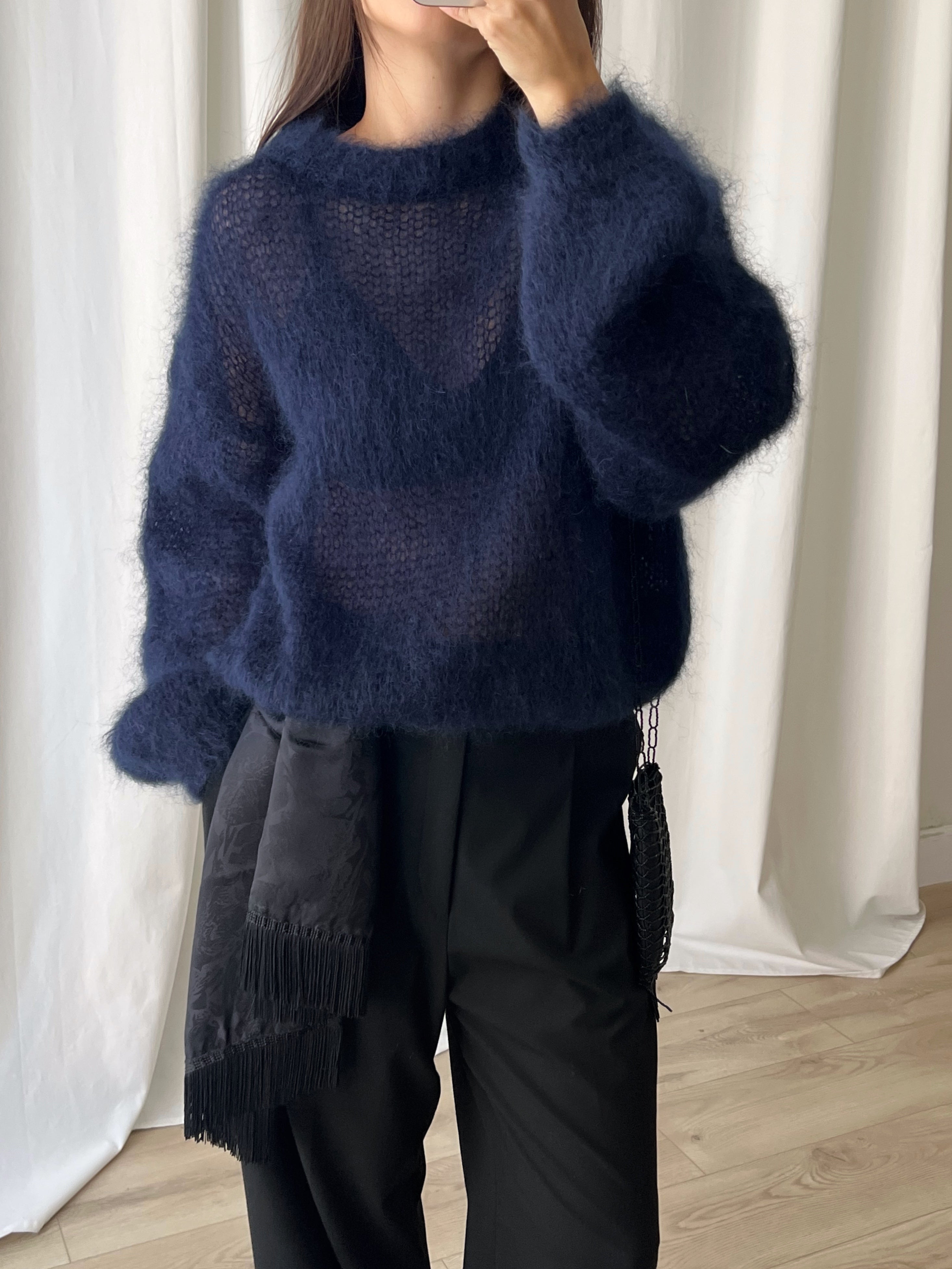 80% kid mohair soft pull - Mirtillo