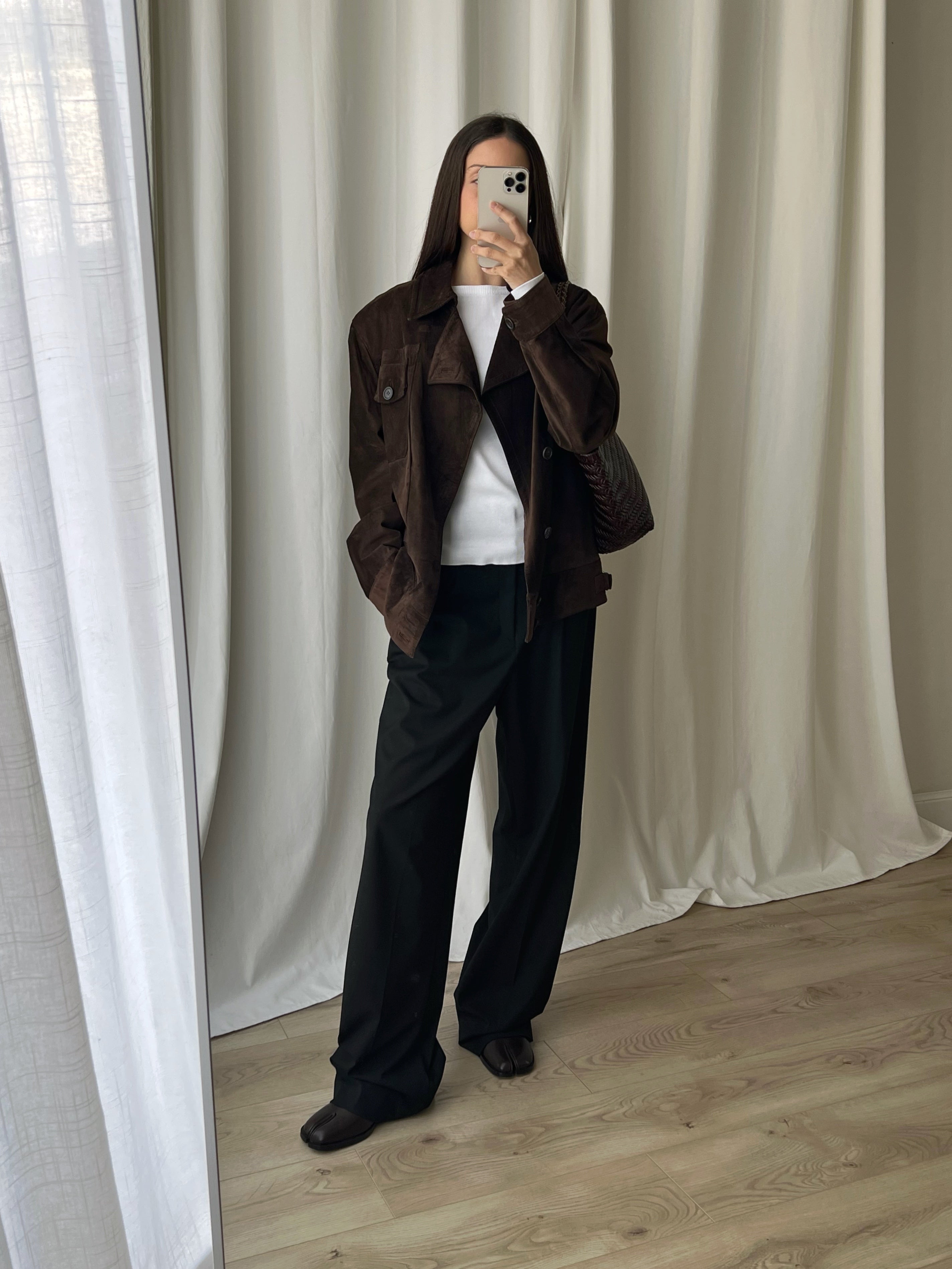 Made in Italy real suede leather chocolate jacket