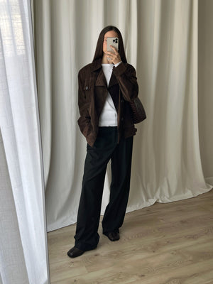 Made in Italy real suede leather chocolate jacket