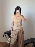 Ribbed tank top - Camel