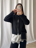 Wool blend oriental black cardigan
