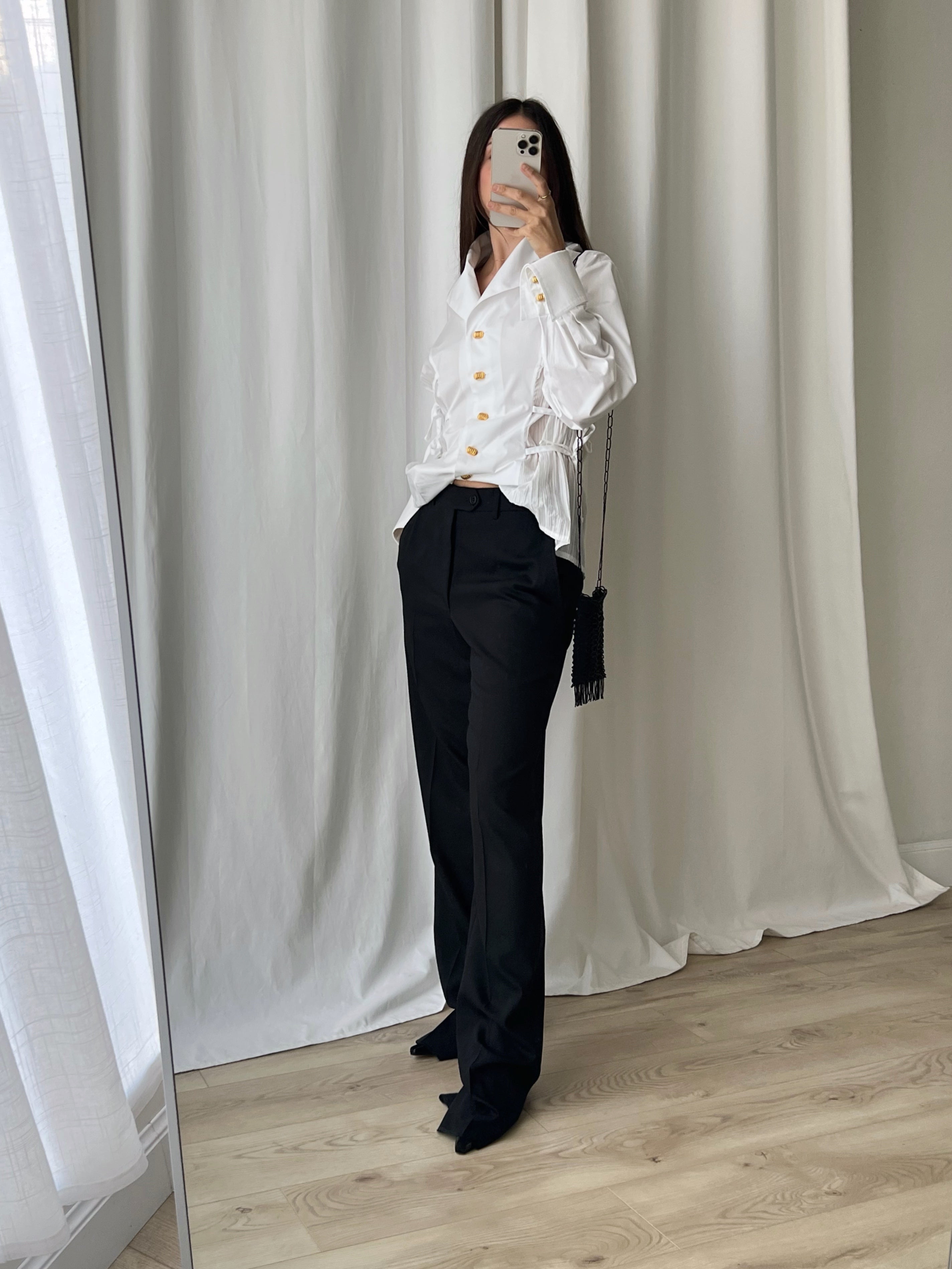 Tailored pure wool black pants