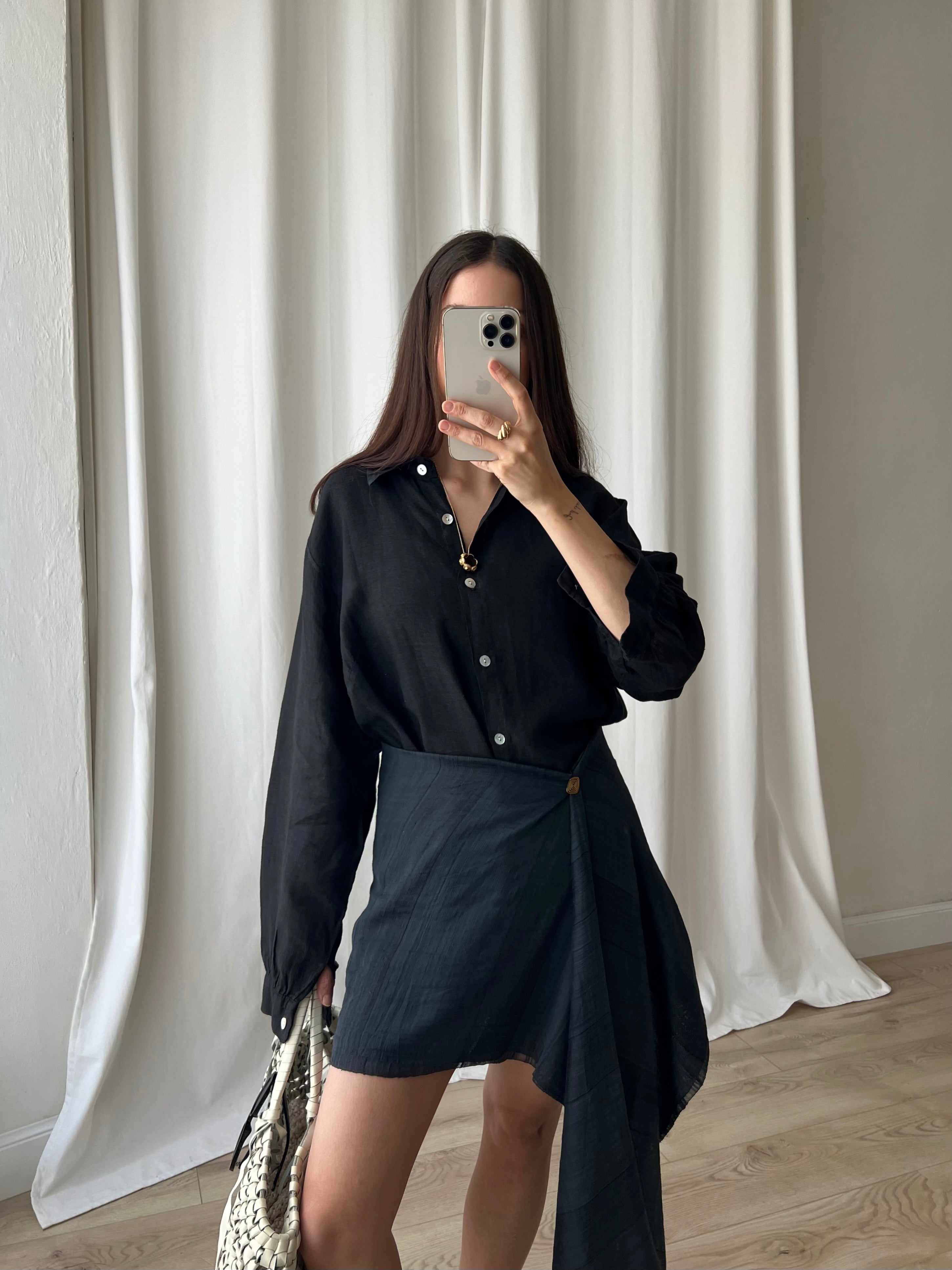 100% Linen comfy shirt - Black